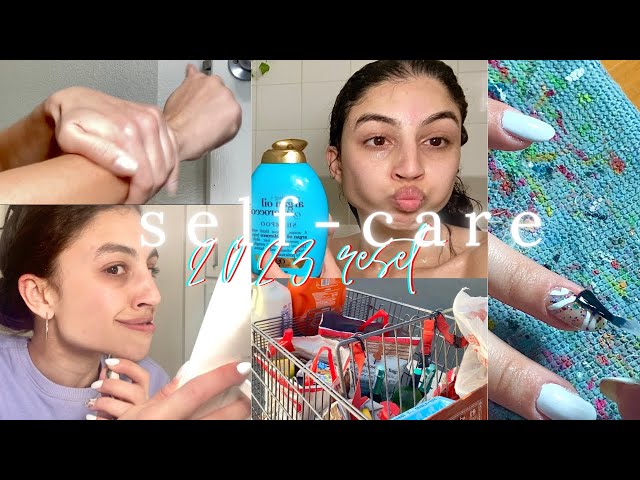 Vlog | 2023 Reset - Self Care Edition.Wash + blow drying hair, doing own nails, grocery shop + more!