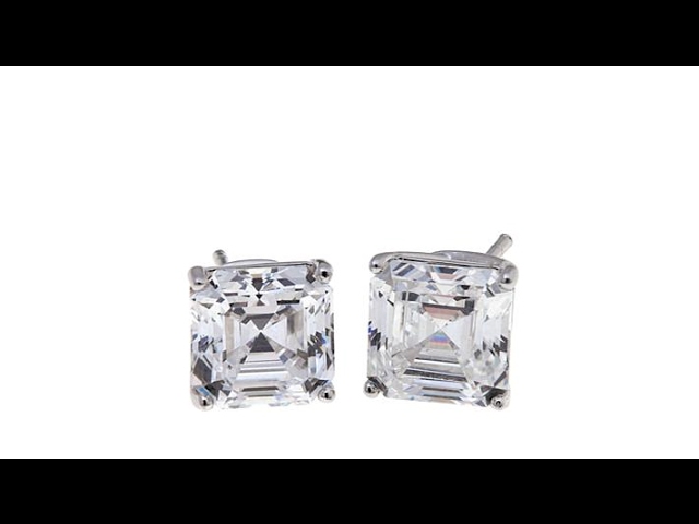 4ctw Absolute AsscherCut Sterling Silver Stud Earrings