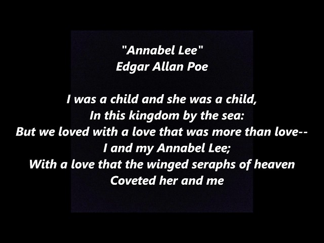 ANNABEL LEE Edgar Allan POE Poem poetry words lyrics text sing along song annabelle lea