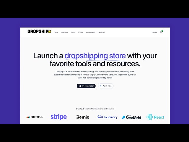 Dropshipping store with Remix, Printful, Stripe, Cloudinary