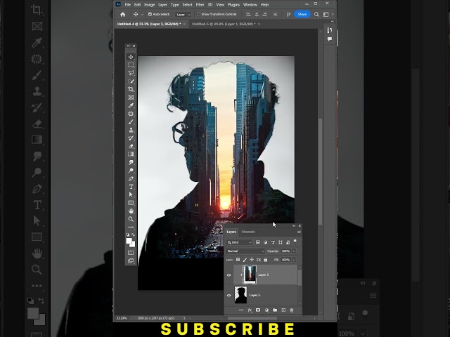 Photo Manipulation - Photoshop Tutorial | double exposure Effect #shorts #photoshop #photoshoptricks