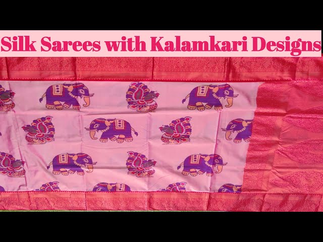 Silk Sarees with Kalamkari design Kanchi Boarder What's Up 8660767909