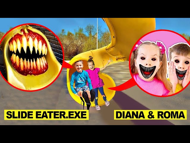 SLIDE EATER EXE EATS DIANA AND ROMA AT HAUNTED PLAYGROUND