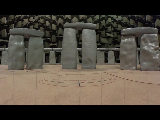 360 timelapse constructing acoustic scale model of Stonehenge