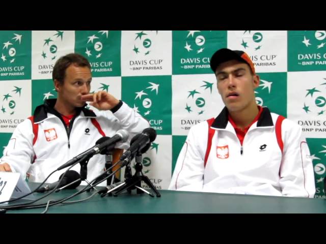 Davis Cup press conference with Jerzy Janowicz (Poland) after losing to Amir Weintraub (Israel)