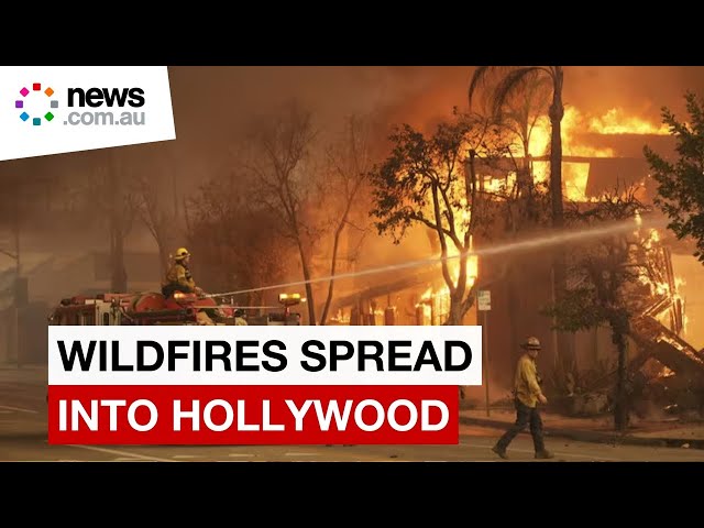 LA fires spread to Hollywood as strong winds hinder firefighting