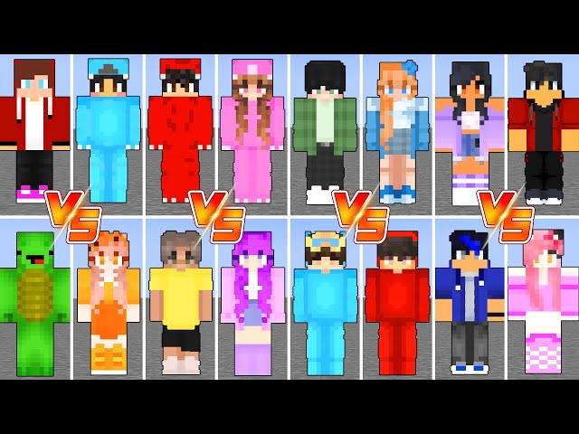 Omz and Roxy Crystal x Cash and Nico Zoey Shady x JJ and Mikey Maizen x Aphmau Aaron Ein Minecraft