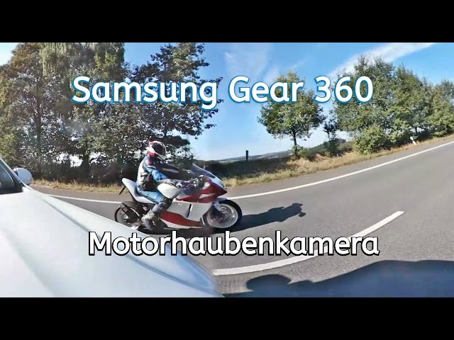 Samsung Gear 360 VR Movie Die Kamera auf Motorhauben vom  Mitsubishi ASX 2013 montiert seht cool!