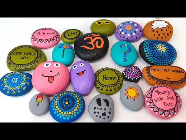 Easy Stone Painting Ideas For Beginners | Mandala Dot Art | Easy DIY | Small Quote | Part-1| Live