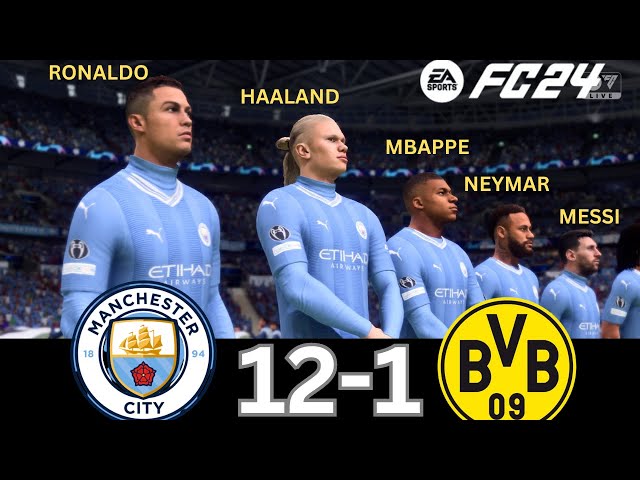 WHAT HAPPEN IF MESSI, RONALDO, MBAPPE, NEYMAR, PLAY TOGETHER ON MANCHESTER CITY VS DORTMUND