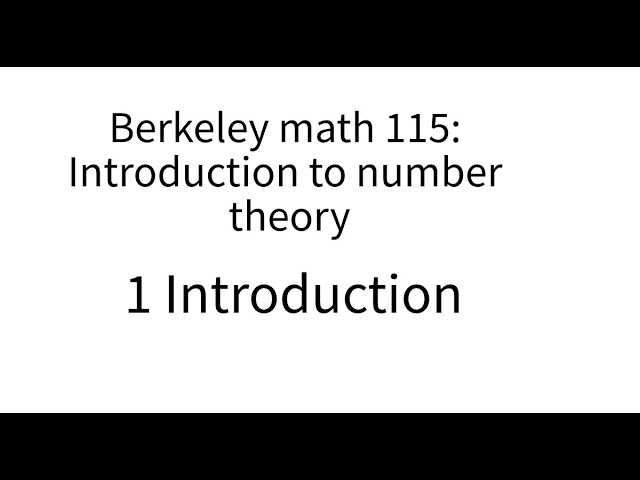 Introduction to number theory lecture 1.