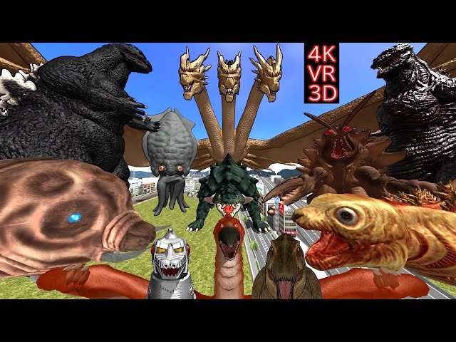 【MMD VR180】Godzilla ＆ Monsters ＆ MechaGodzilla ＆ Dinosaur (ゴジラ ＆ 怪獣達 ＆ メカゴジラ ＆ 恐竜 )