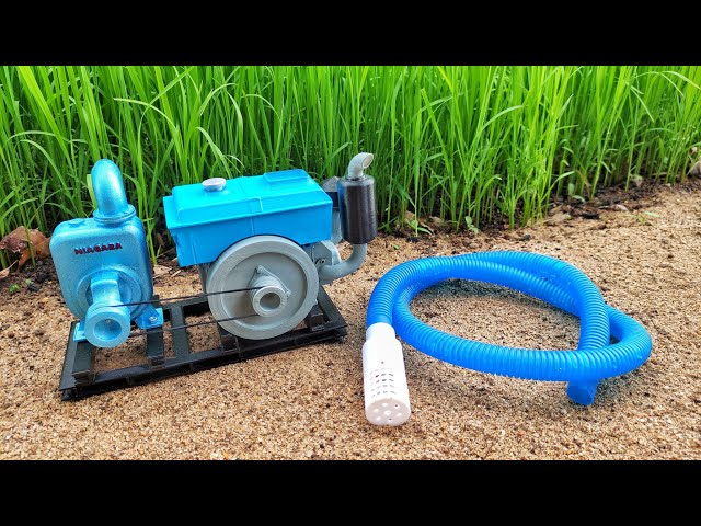 Catch fish using mini water pump and Kubota RD 85 diesel engine | Fishing exciting | diy tractor