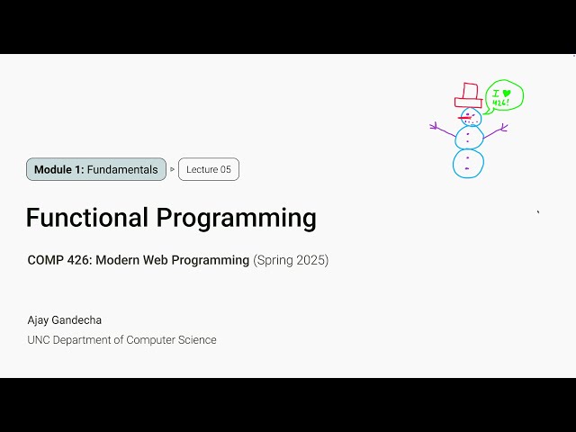 Modern Web Dev #5: Functional Programming and Closures | COMP 426 @ UNC-Chapel Hill (S'25)