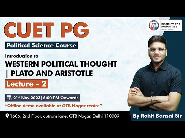 L-2 Introduction to Western Political Thought | Aristotle & Plato | CUET PG Political Science Course