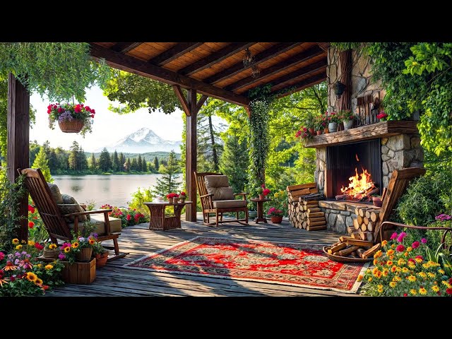 Tranquil Lakeside Spring Vibes: Campfire & Birdsong for Relaxation 🌿