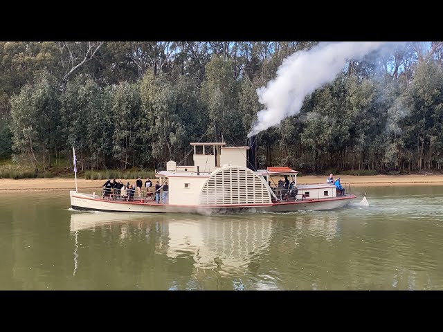 PS Adelaide on the Murray River at Echuca. After along layup this is the PS Adelaide first cruise