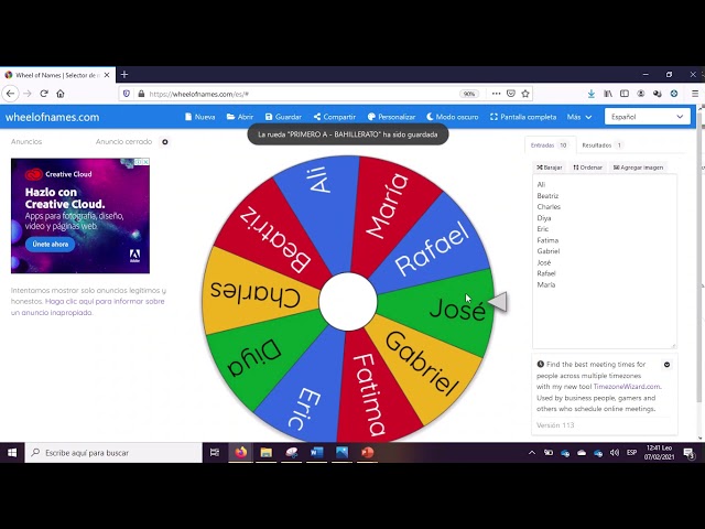 Ruleta de nombres con wheel of names