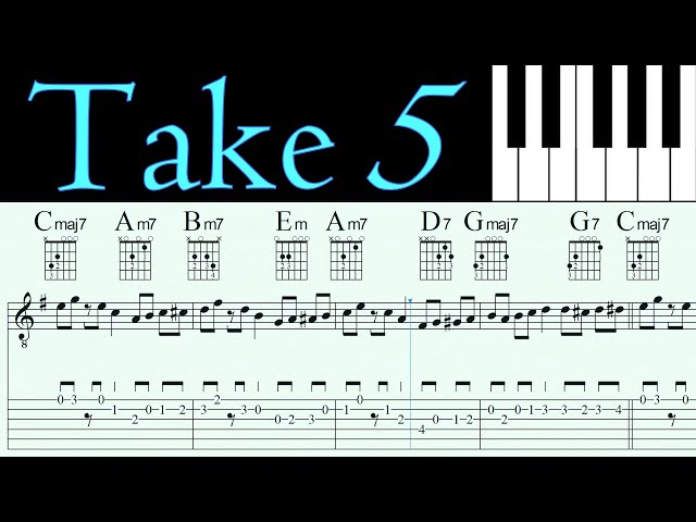 TAKE FIVE | DAVE BRUBECK | Acoustic Guitar Tutorial | Sheet music & TAB