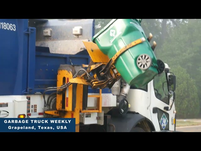 11/02/2022  Big Blue Garbage Trucks in Action on Route #garbagetruck #trashtruck #upclose