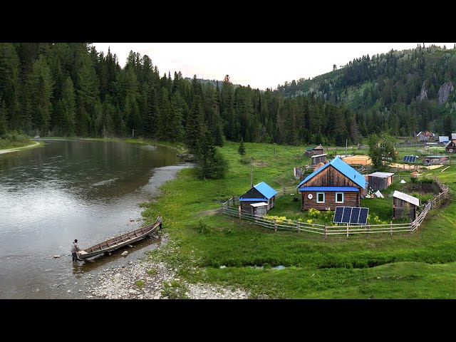 Far From Civilization In Russia. Remote Taiga Village without  roads and communication