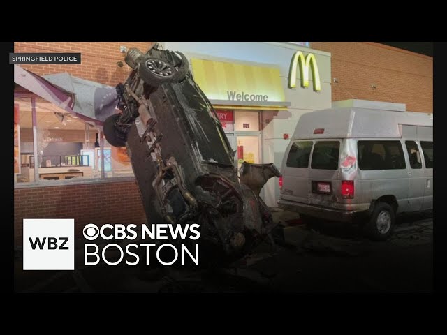 Wild car crash at McDonald's drive-thru in Springfield