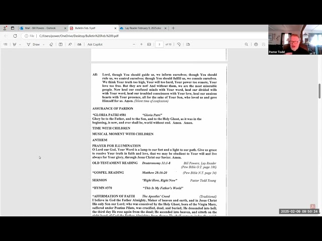 Sunday, February 9, 2025 Zoom church service (RECORDED)
