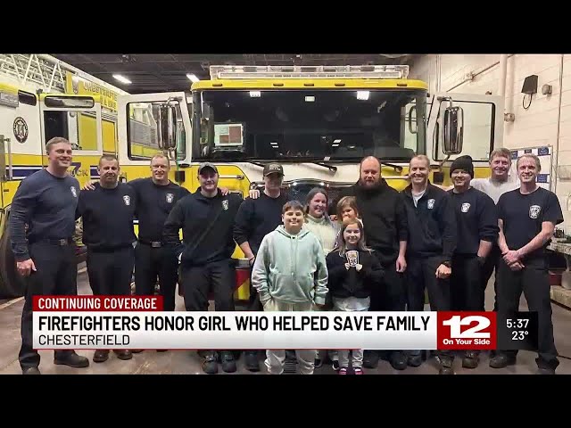 Chesterfield firefighters honor 9-year-old girl as a hero after saving family from house fire