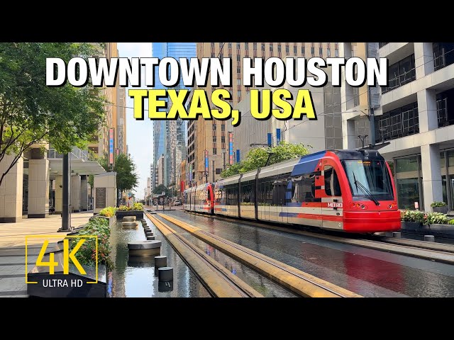 Downtown Houston in TEXAS, USA - Virtual Walking Tour Of Downton Houston Texas: 101°F (39C) - 4K HDR