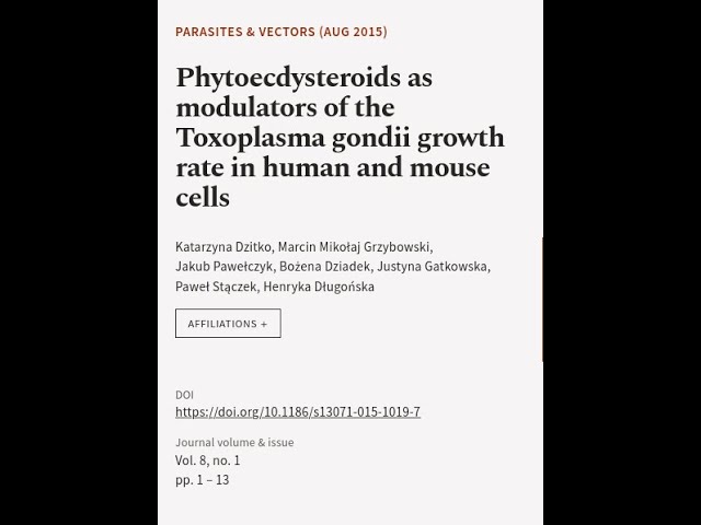 Phytoecdysteroids as modulators of the Toxoplasma gondii growth rate in human and mou... | RTCL.TV