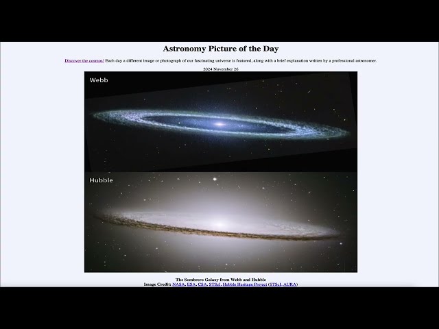 2024 November 26 - The Sombrero Galaxy from Webb and Hubble