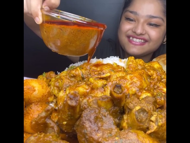 ASMR: EATING SPICY MUTTON FAT CURRY🔥 BASMATI RICE || #shorts #mukbangn#asmreating #mukbangasmr #asmr