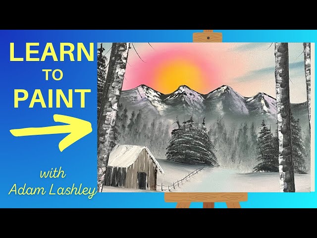 Mountain Cabin Sunset | Painting Tutorial | Wet on Wet Oil Painting For Beginners