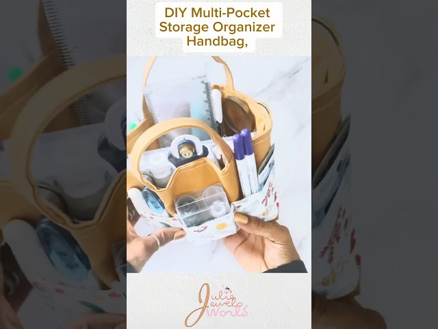 DIY Multi Pocket Storage Organizer Handbag @JulieJewelsWorld #diy  #howtomake #diyprojects #sewing