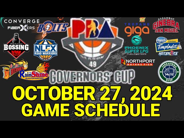 PBA Game Schedule Today | October 27, 2024 | PBA Governors' Cup Schedule Update