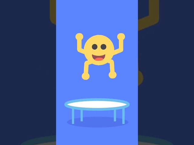 😁Happy Emoji cartoon character jumping on trampoline 2D Animation