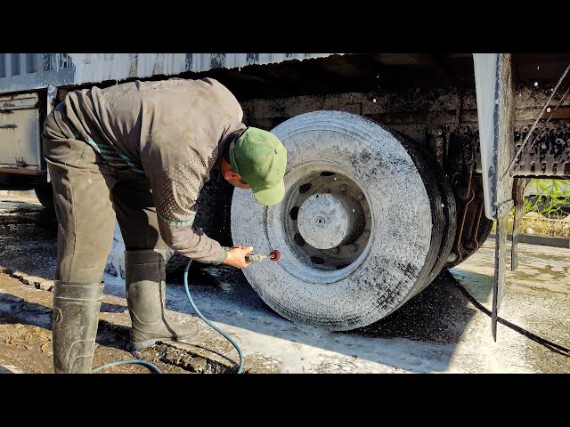 How to wash salty truck in 3 hours 4$ 😱🤘 #truckwash #asmr #satisfying