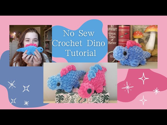 No-sew Dinosaur Crochet Tutorial, easy crochet pattern, amigurumi, cute crochet plush