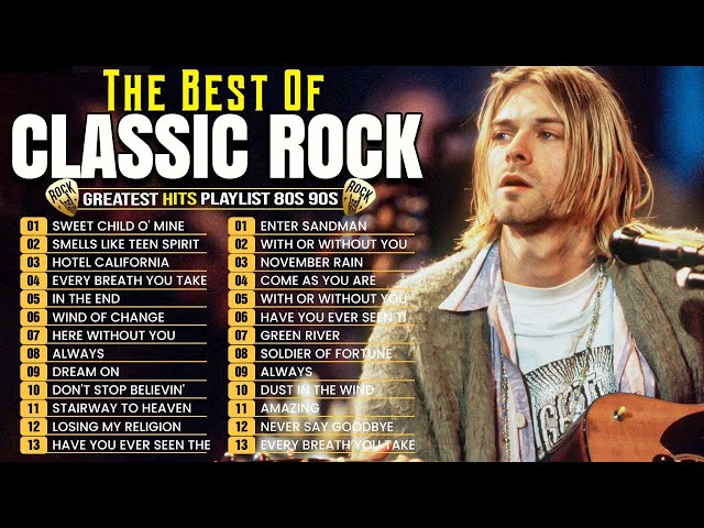 Aerosmith, Nirvana, Bon Jovi, U2, Guns N Roses 🔥🔥 Top Classic Rock Greatest Hits of the 70s, 80s,90s