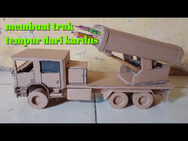 how to make a military truck | kendaraan tempur/ truck perang dari kardus bekas #diy #cardboard