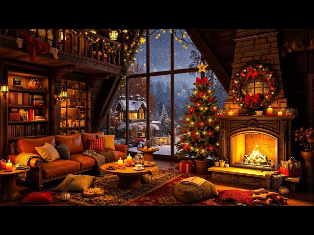 Relax by a Warm Cozy Cabin Fire with Smooth Jazz on a Winter Night | Perfect Jazz Playlist