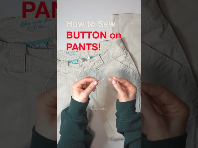 How to sew a four hole button on pants, short! #sewingathomemom #sewingtips  #sewinghacks