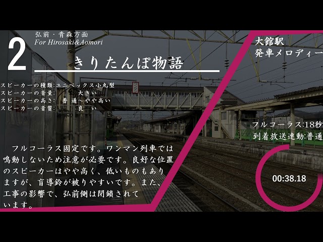 【高音質】【密着収録】大館駅発車メロディー「ハチ公物語」「きりたんぽ物語」