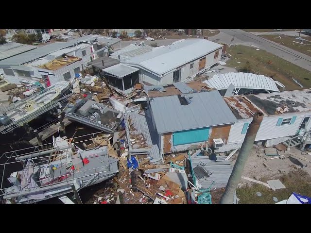 U.S. Coast Guard drone footage of Pine Island, Florida, documented Oct. 4, 2022.