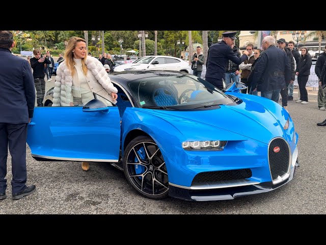 Billionaire SEXY LADY with Her BUGATTI CHIRON SPORT leaving Hotel de Paris in Monaco!!