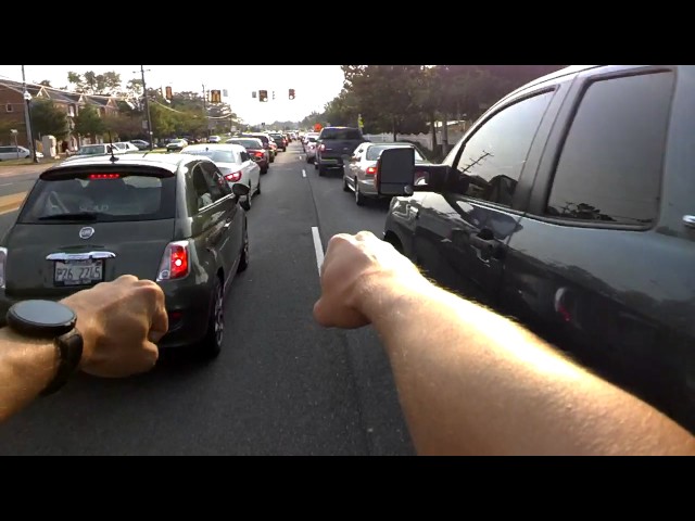 Bicycle POV Superman Through Traffic