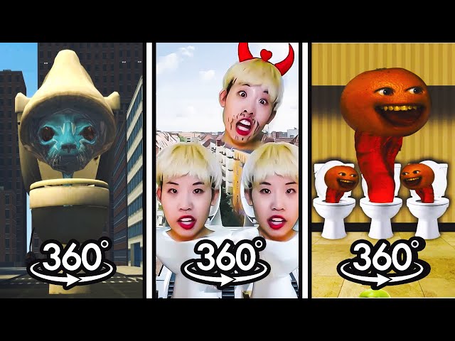 Skibidi Real Life vs Annoying Orange Toilet vs Skibidi Smurf Cat | 360º VR (NEW)