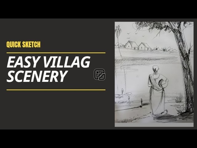 How to Draw a Villege Scenery With Pencil Sketch! Nature Pencil Drawing for Beginners! Landscape