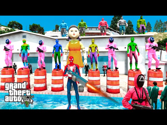 GTA 5 Epic Ragdolls | Spiderman and Super Heroes Squid Game Jumps/fails (Euphoria Physics)Ep-410