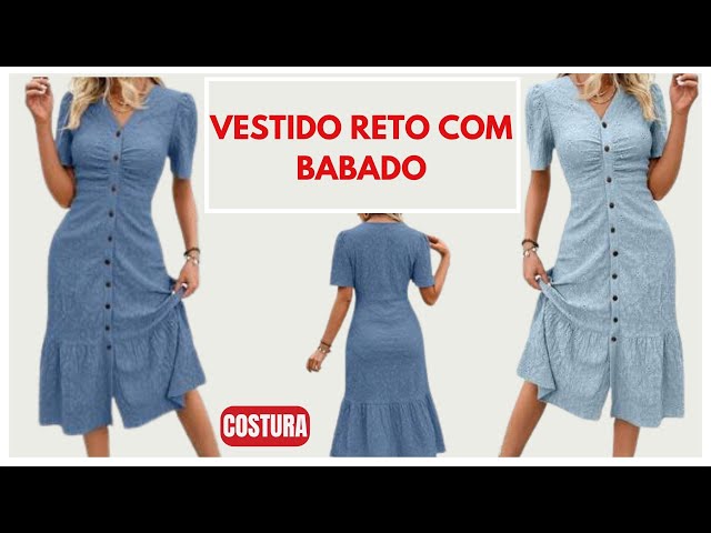 Vestido reto com babado - costura